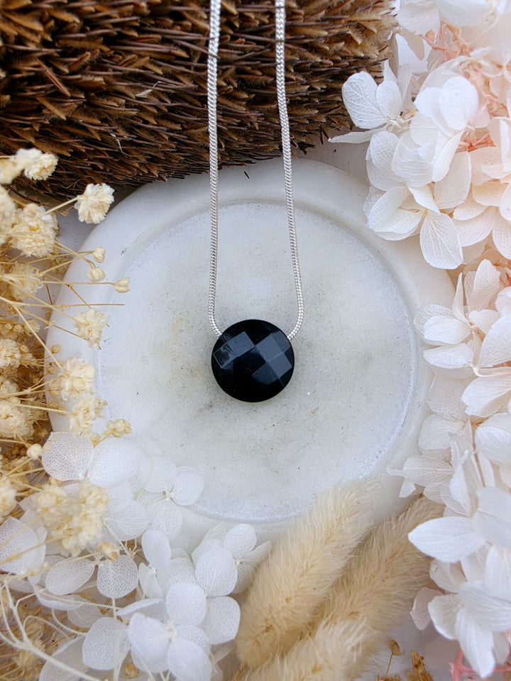 Black Obsidian Faceted Pendant