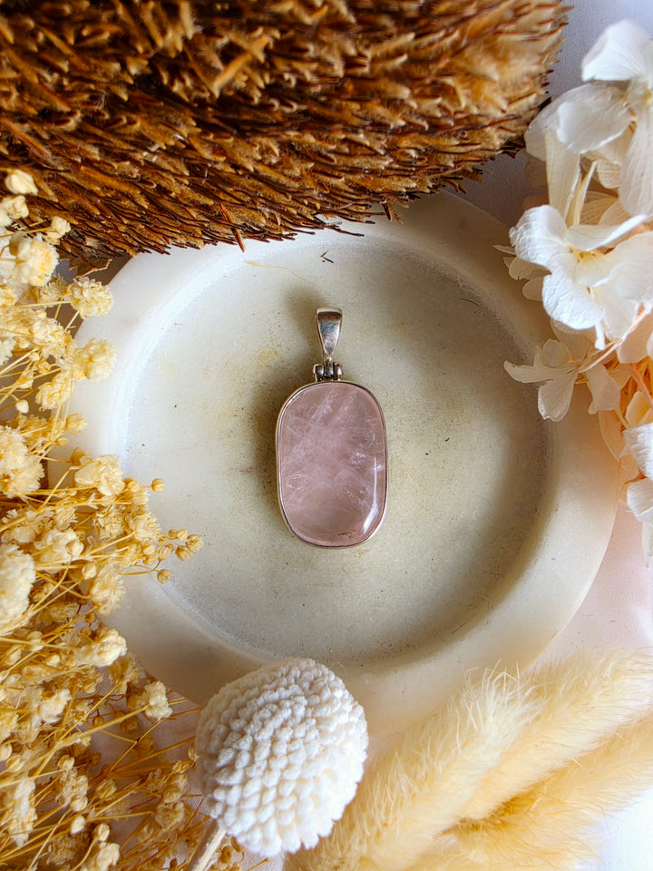 Rose Quartz Silver Pendant