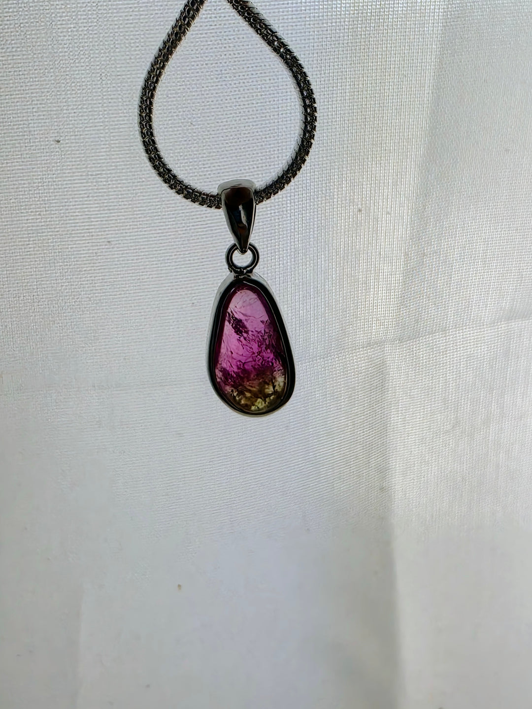 Watermelon Tourmaline Silver Pendant