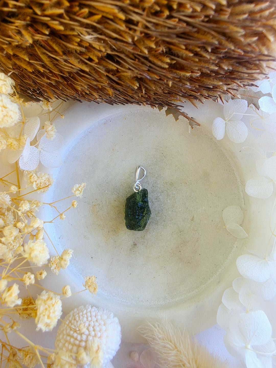 Moldavite Silver Pendant