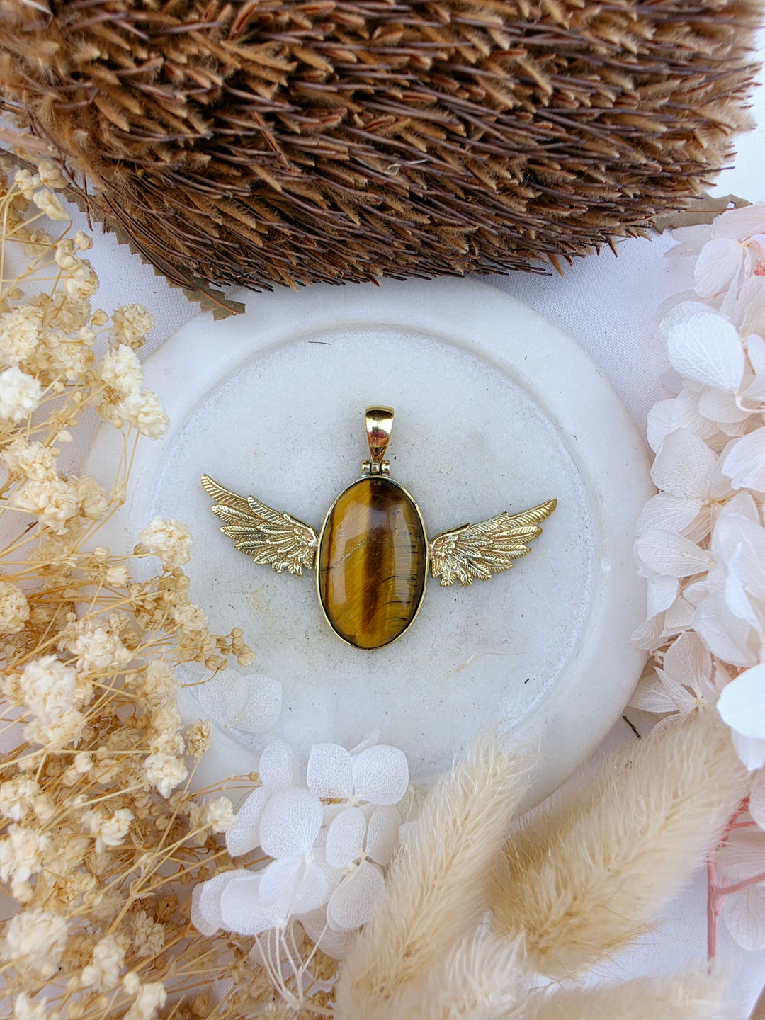 Tigers Eye Anahata Brass Pendant