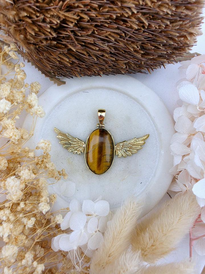 Tigers Eye Anahata Brass Pendant