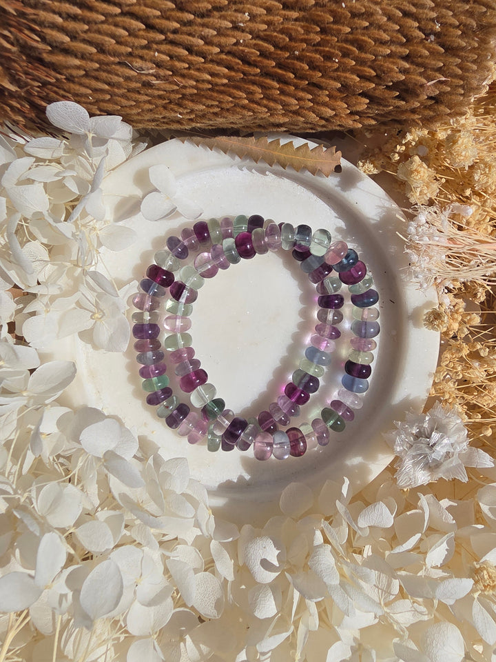Rainbow Fluorite Rondelle Bracelet - 8mm