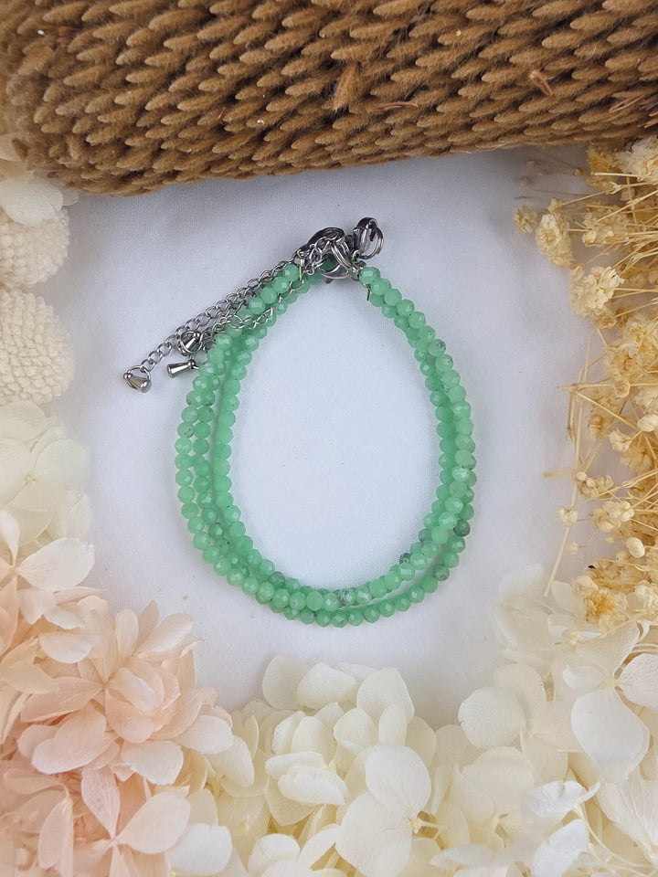 Green Aventurine Faceted Bracelet - 4mm (Adjustable Chain)