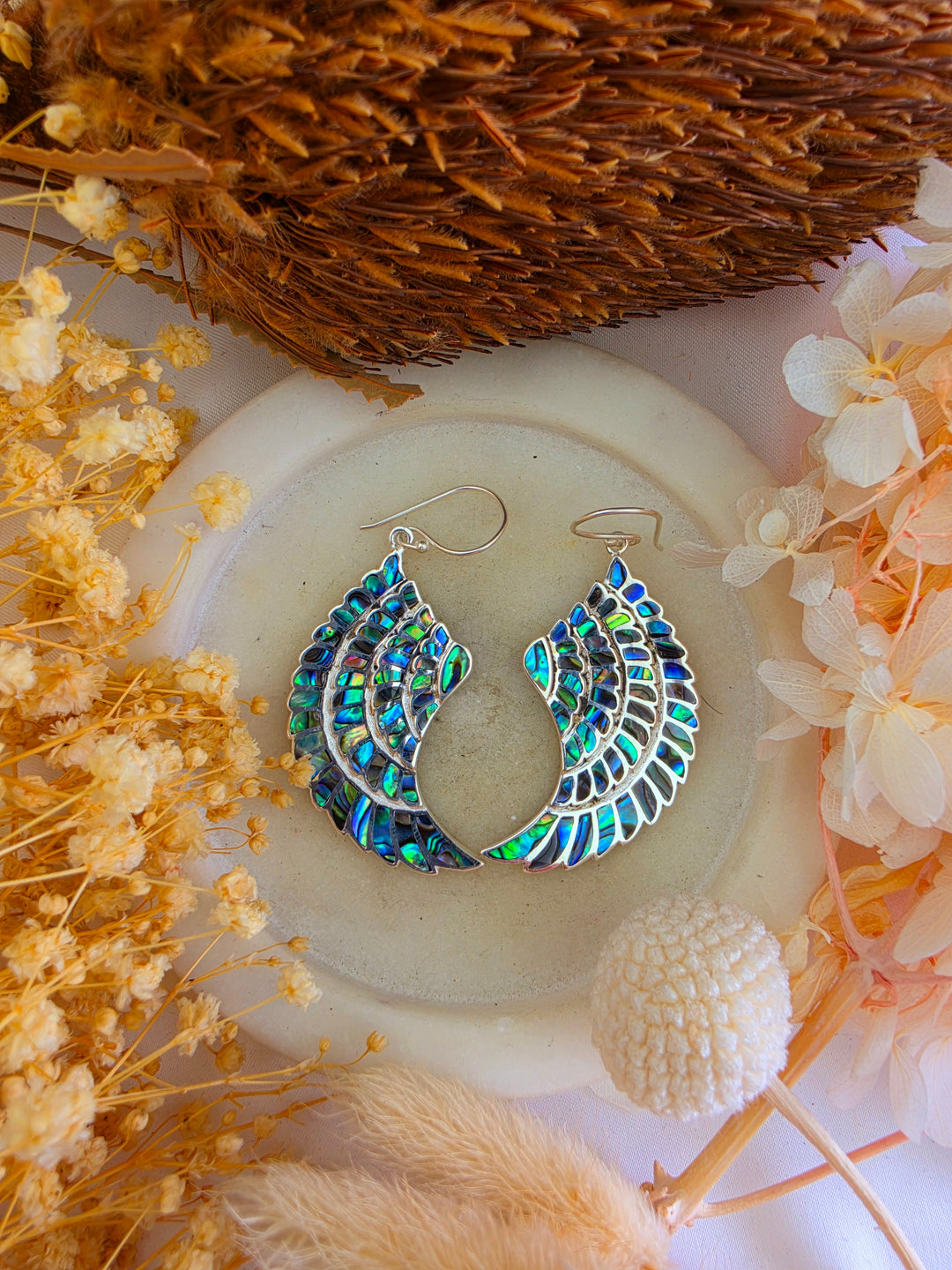 Divine Goddess Ocean Wing Silver Earrings