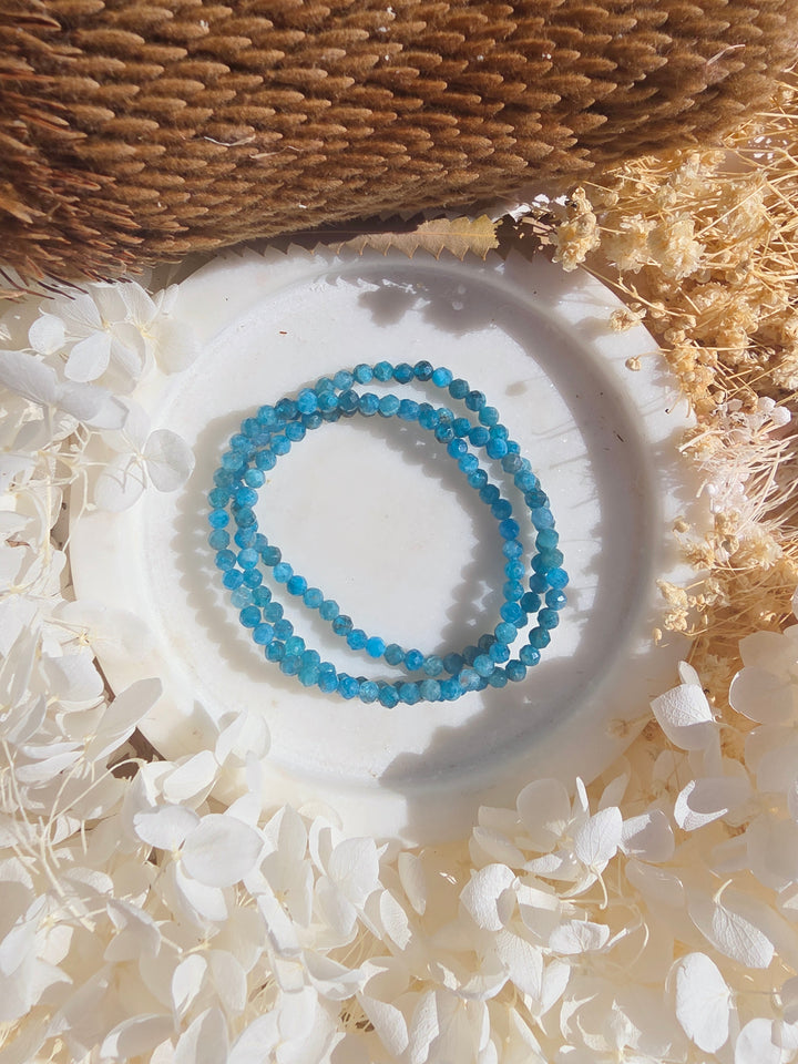 Blue Apatite Faceted Bracelet - 4mm
