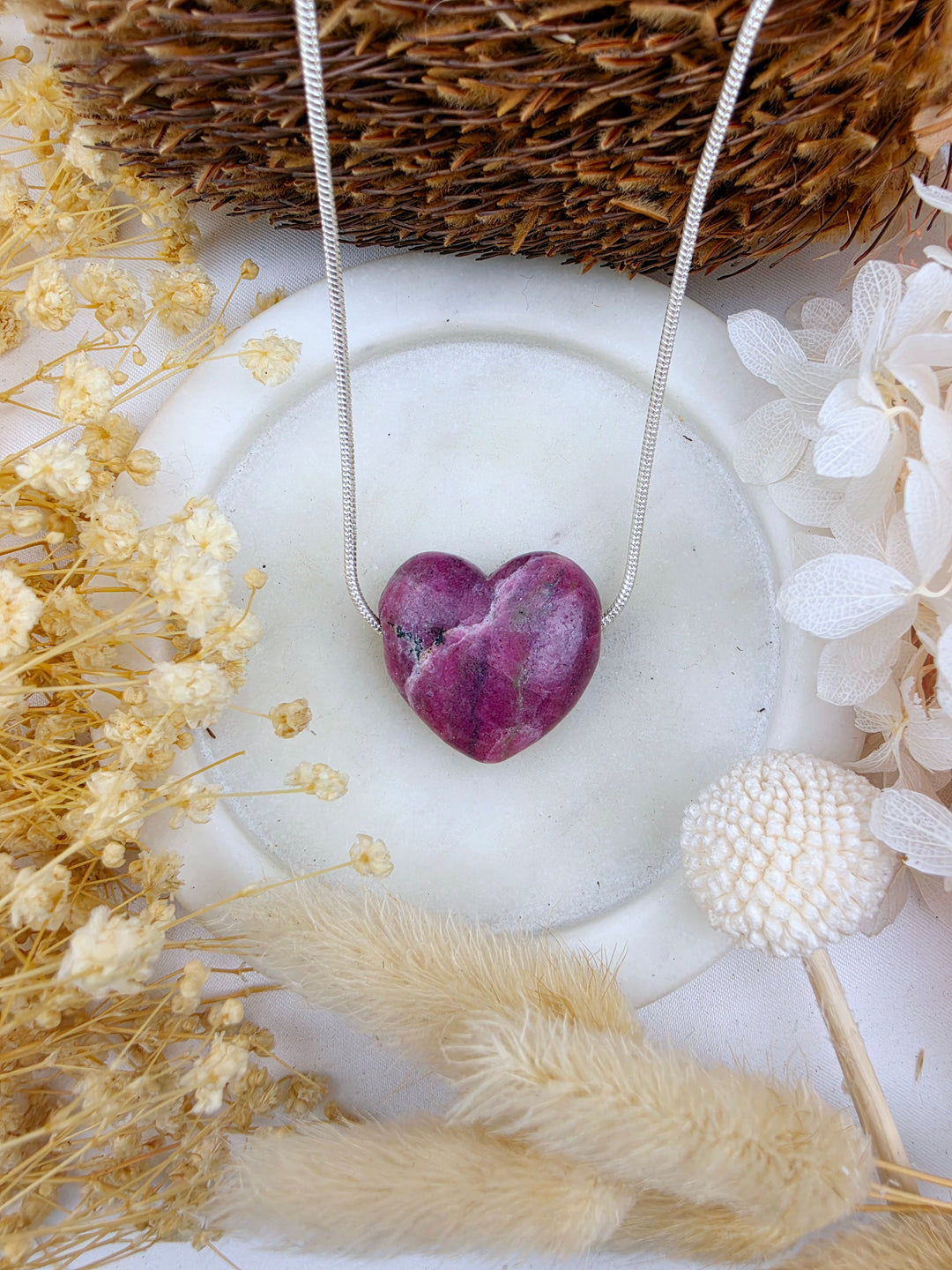 Rhodonite Heart Pendant - Free To Heal