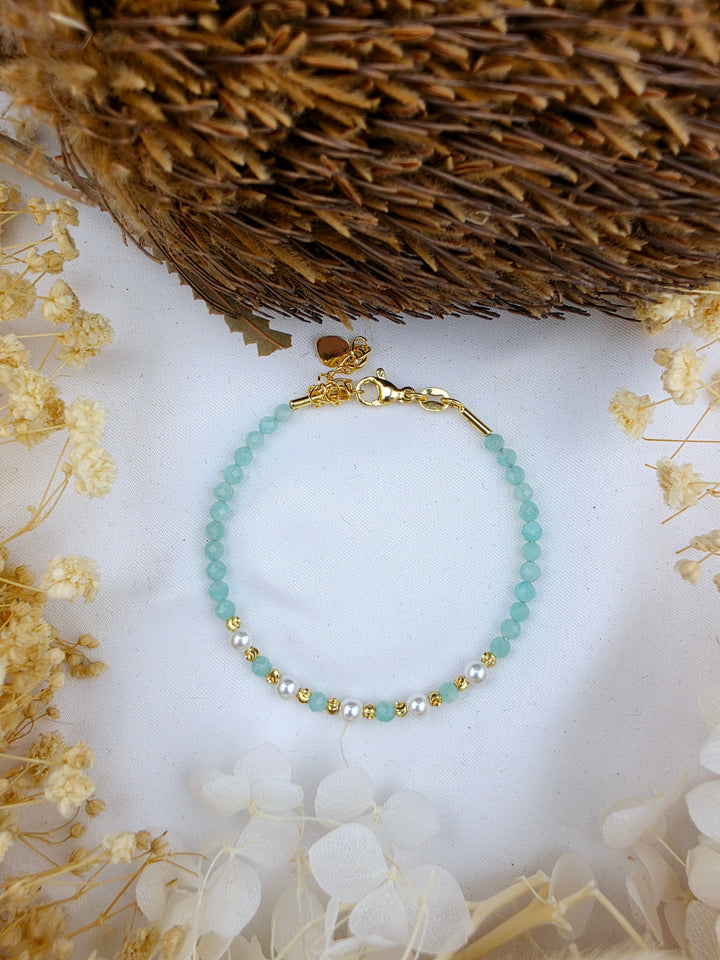 Amazonite Faceted Pearl Bracelet - 3mm