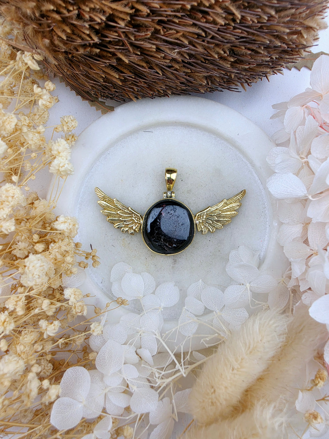 Garnet Anahata Brass Pendant