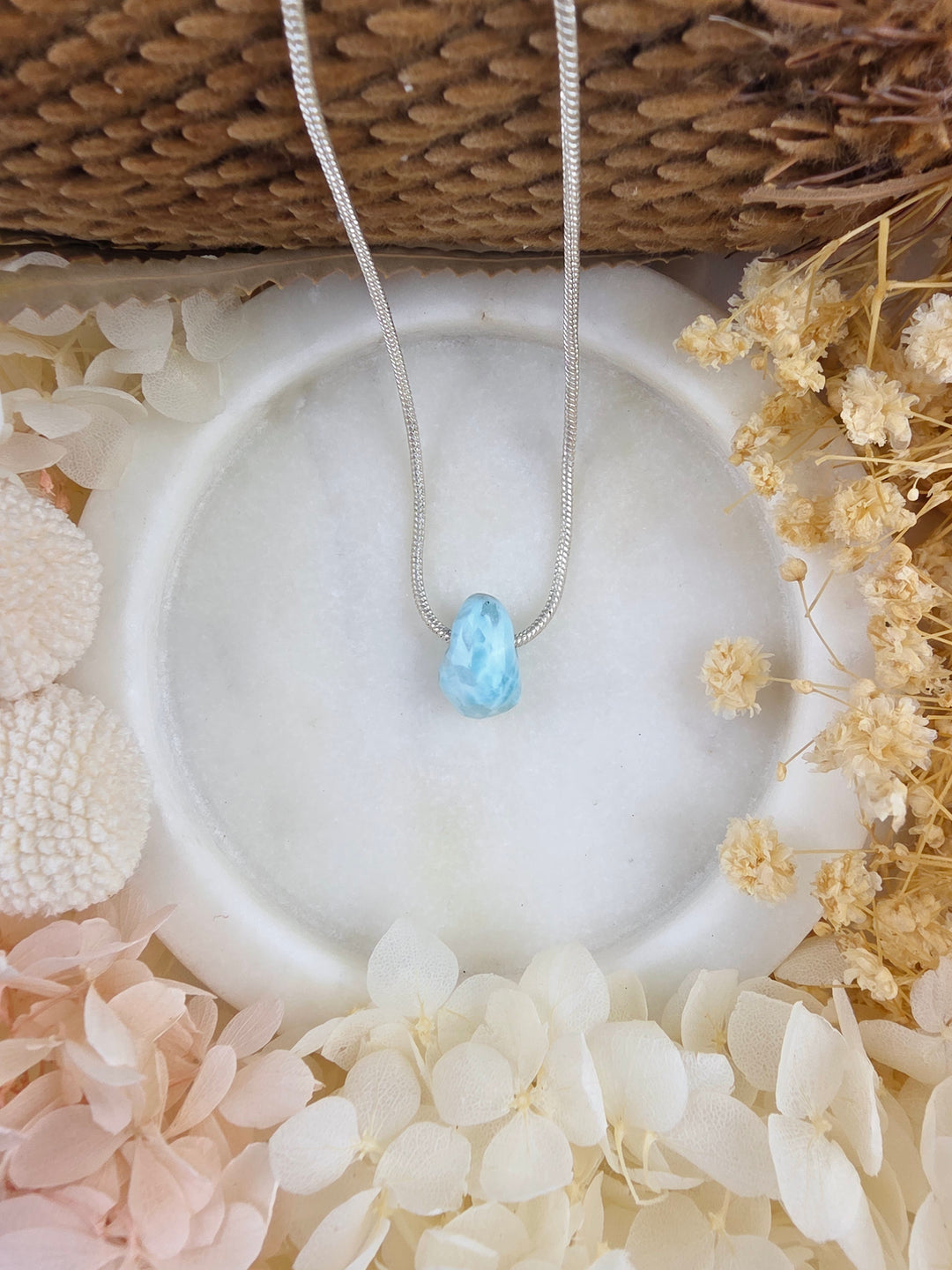 Larimar Small Tumbled Pendant - Calm Waters