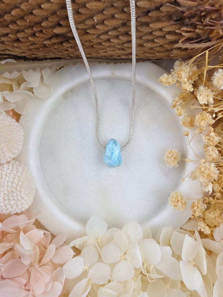 Larimar Small Tumbled Pendant - Calm Waters