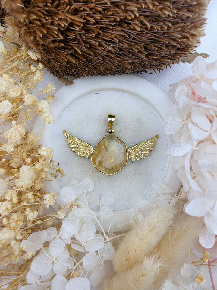 Citrine Anahata Brass Pendant