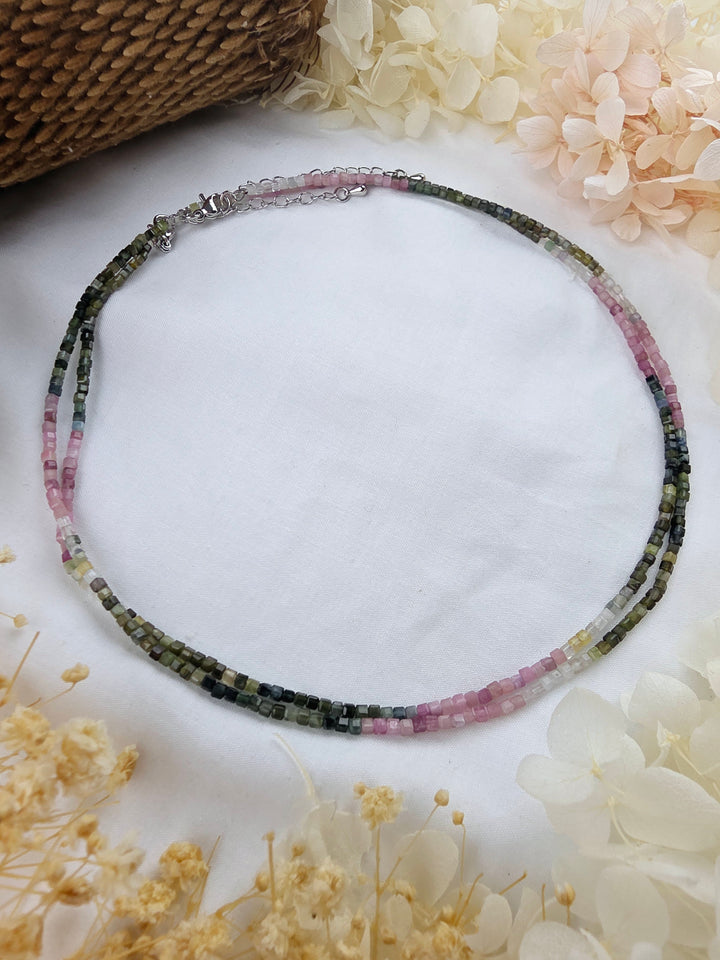 Watermelon Tourmaline Faceted Necklace - Tender & Whole