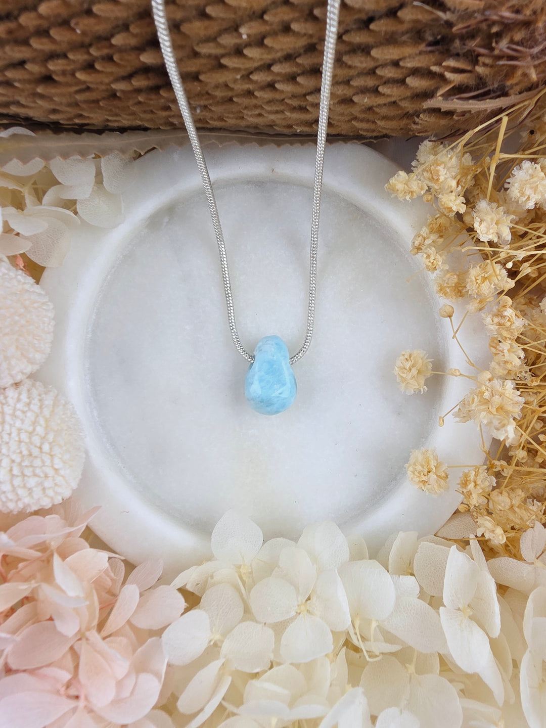 Larimar Small Tumbled Pendant - Calm Waters