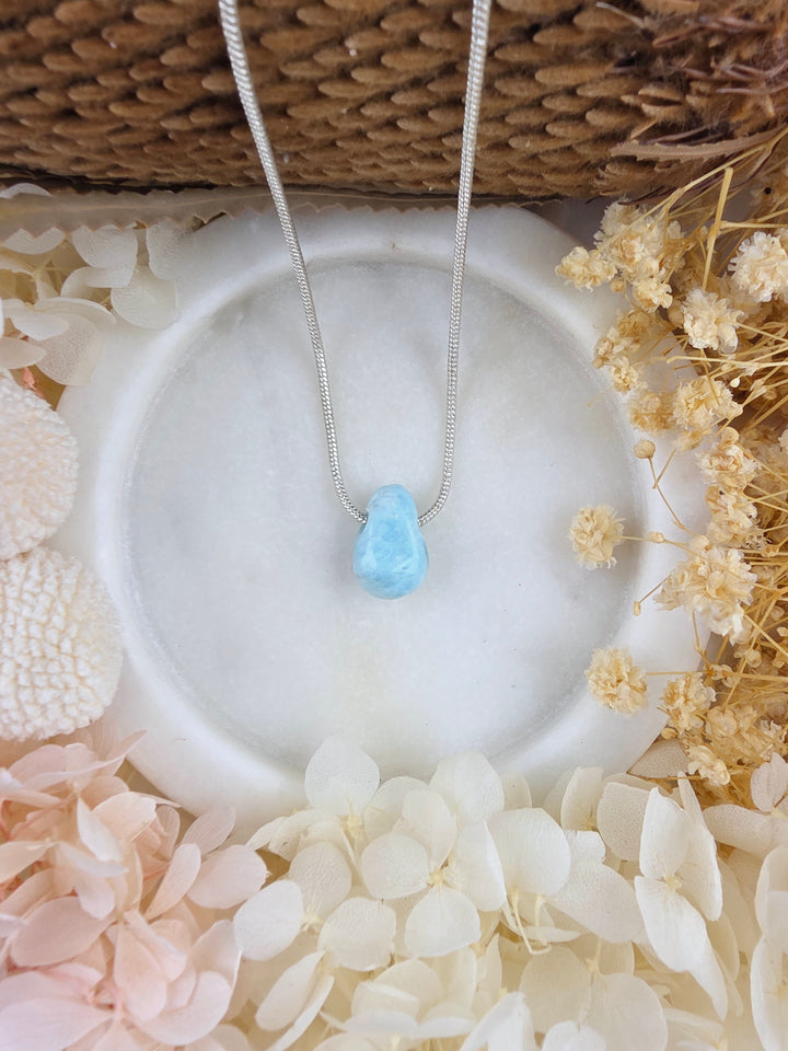 Larimar Small Tumbled Pendant - Calm Waters