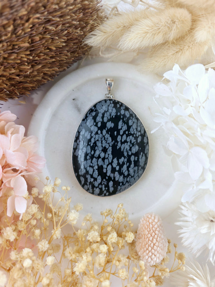 Snowflake Obsidian Silver Pendant