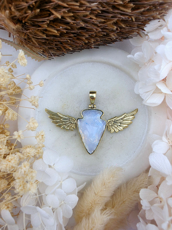 Opalite Protector Anahata Brass Pendant