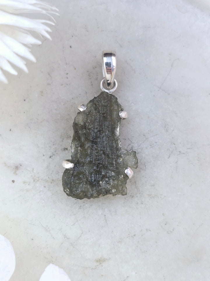 Moldavite Silver Pendant