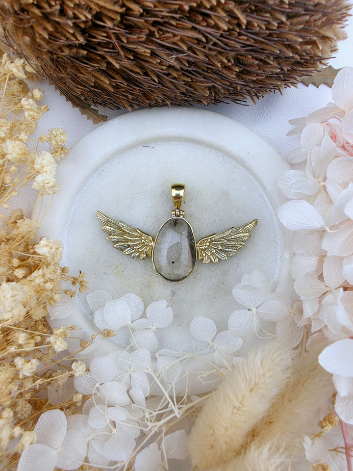 Smoky Quartz Anahata Brass Pendant