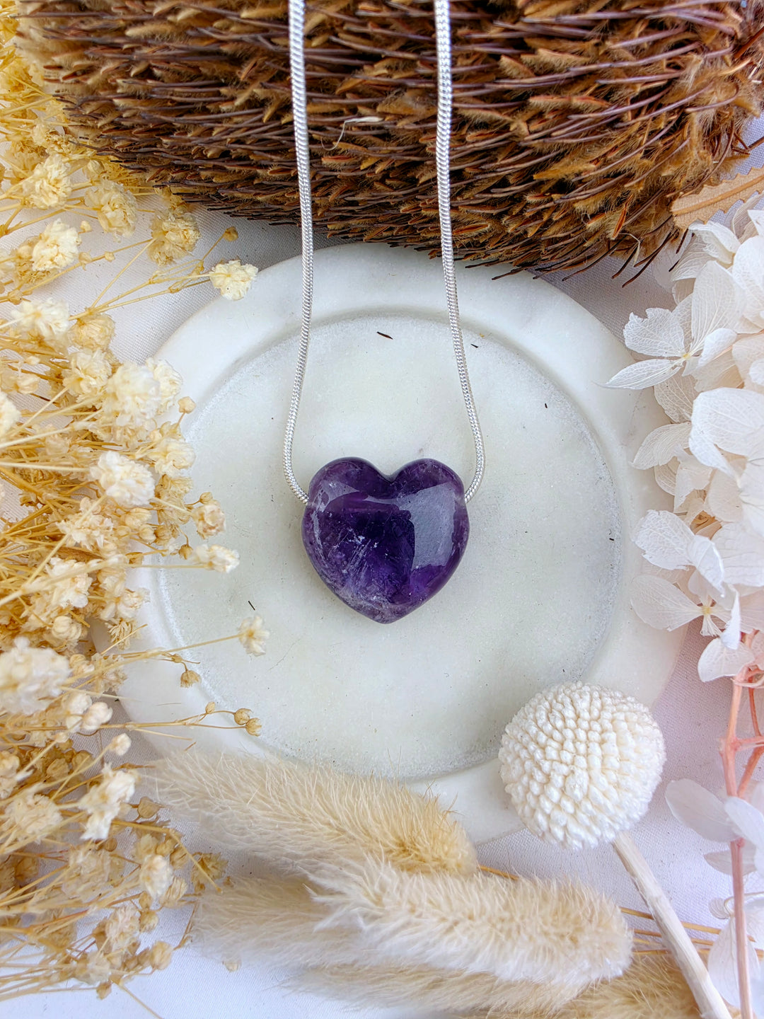 Amethyst Heart Pendant - The Quiet Mind