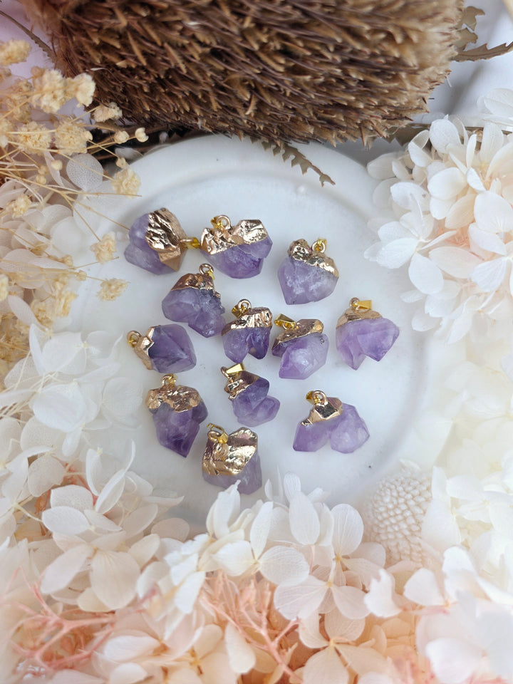Amethyst Aura Gold Plated Pendant