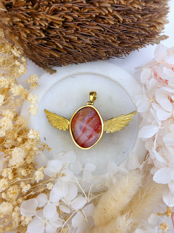 Carnelian Anahata Brass Pendant