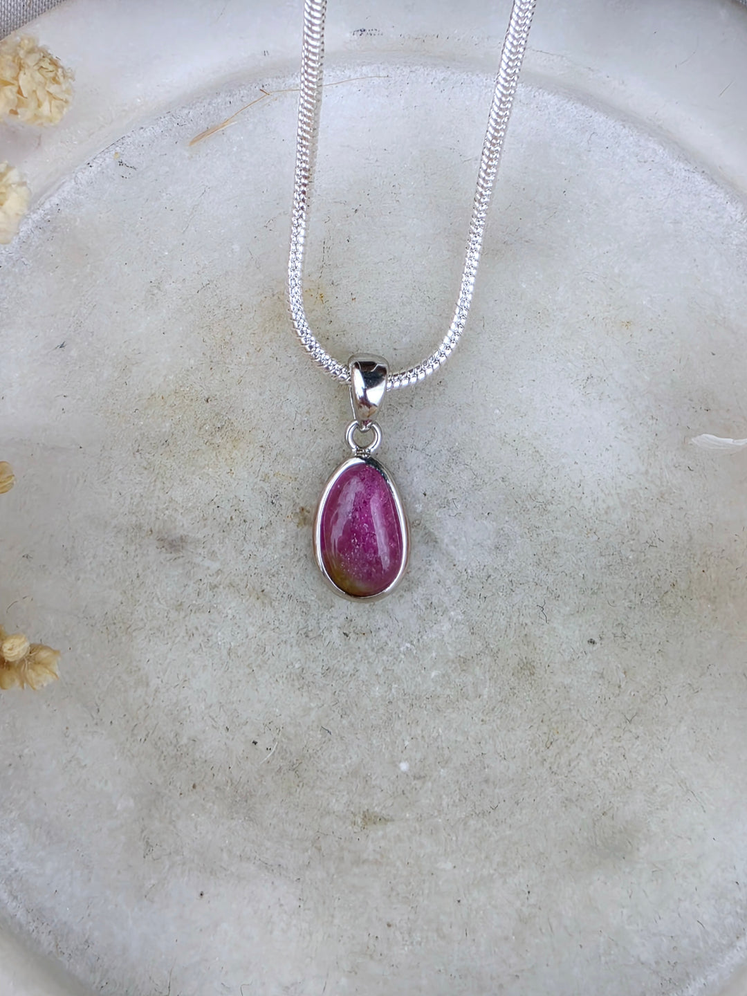 Watermelon Tourmaline Silver Pendant