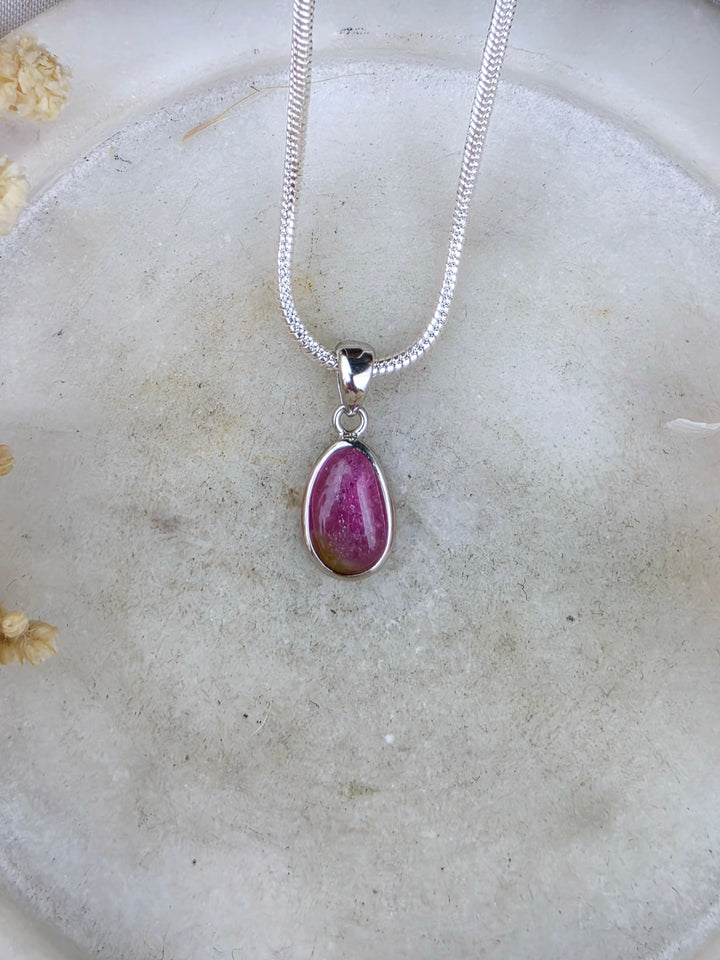 Watermelon Tourmaline Silver Pendant