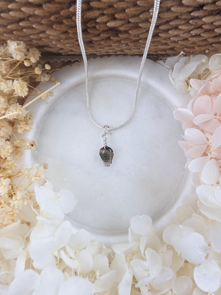 Watermelon Tourmaline Fish Silver Pendant/Charm — Flow & Flourish
