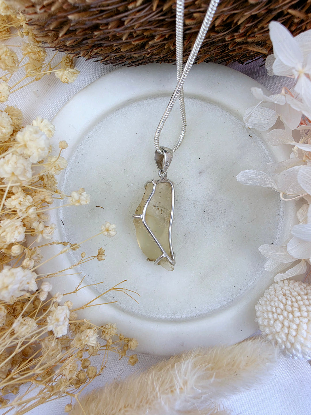 Libyan Desert Glass Silver Pendant — Written in the Stars