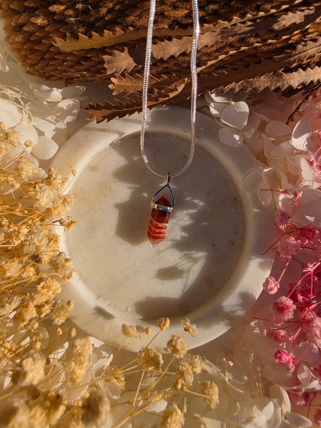 Carnelian Alignment Silver Pendant