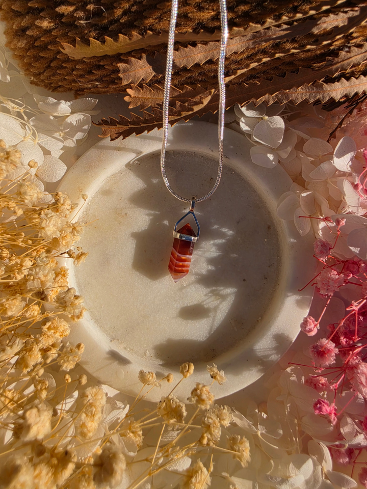 Carnelian Alignment Silver Pendant