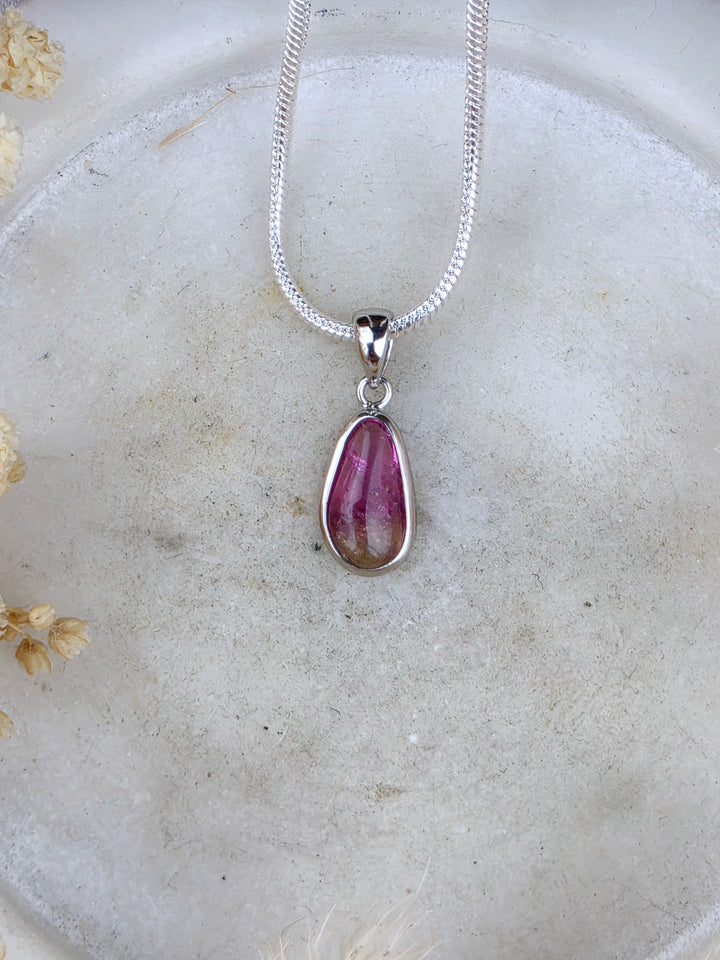 Watermelon Tourmaline Silver Pendant