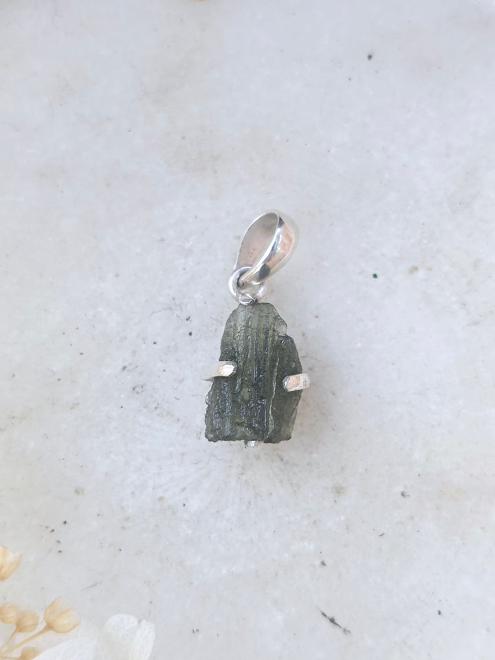 Moldavite Silver Pendant