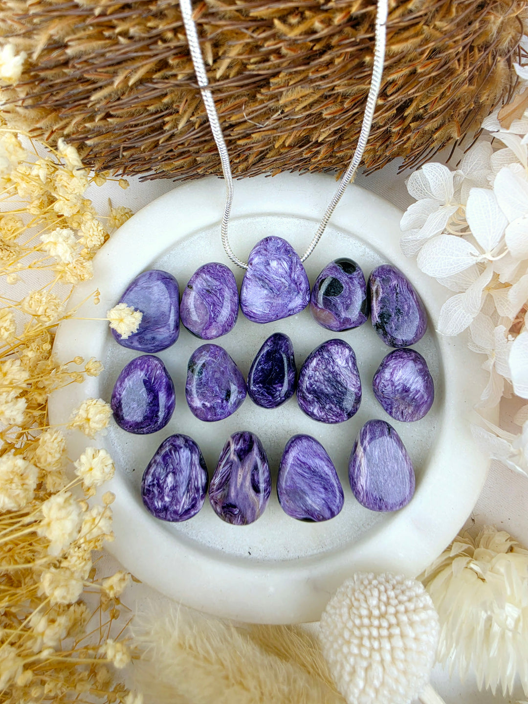 Charoite Tumbled Pendant — Begin Again