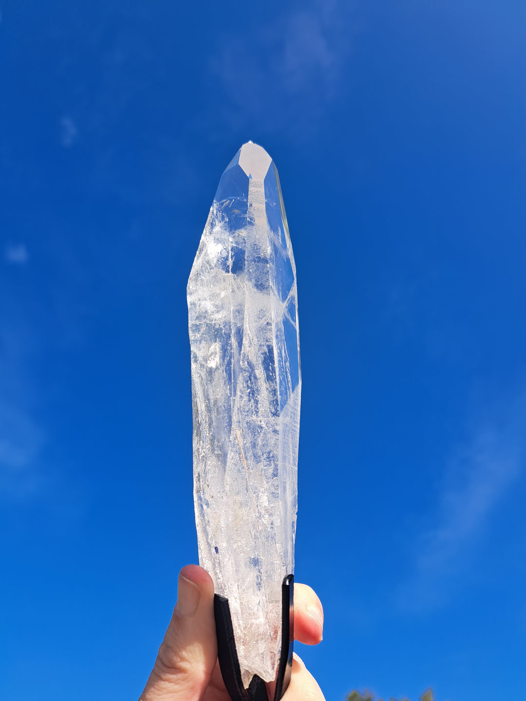 Lemurian Seed Laser Double Terminator Twin Quartz In Metal Stand