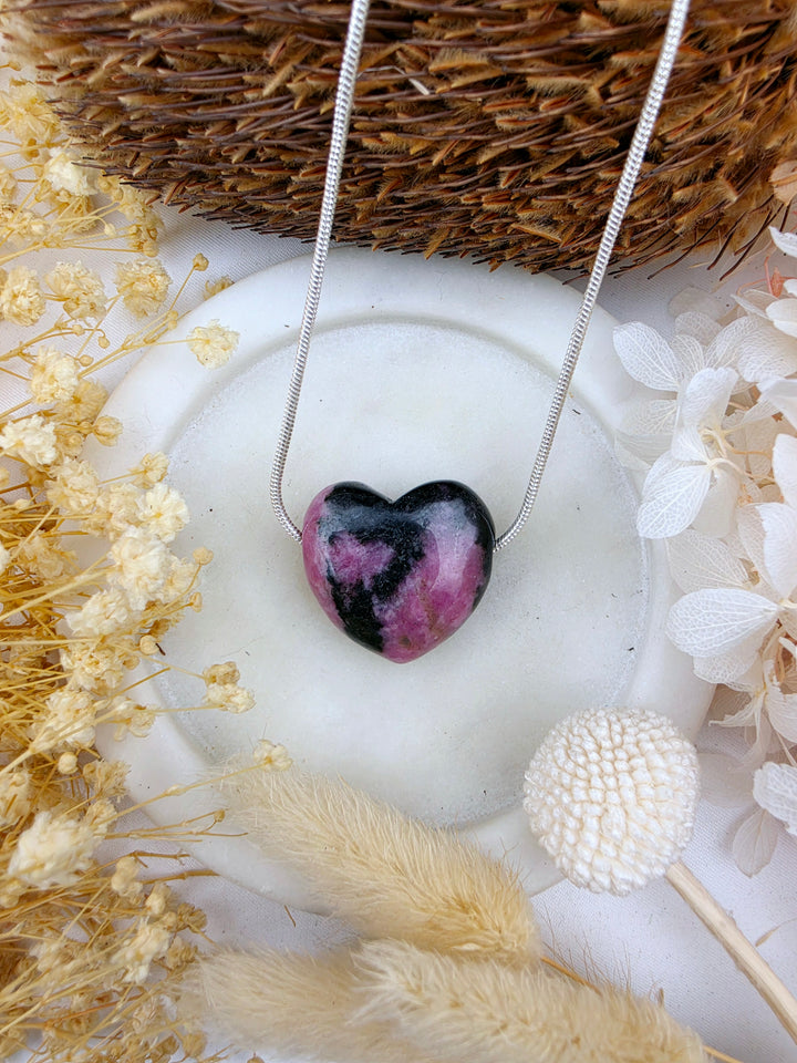 Rhodonite Heart Pendant - Free To Heal