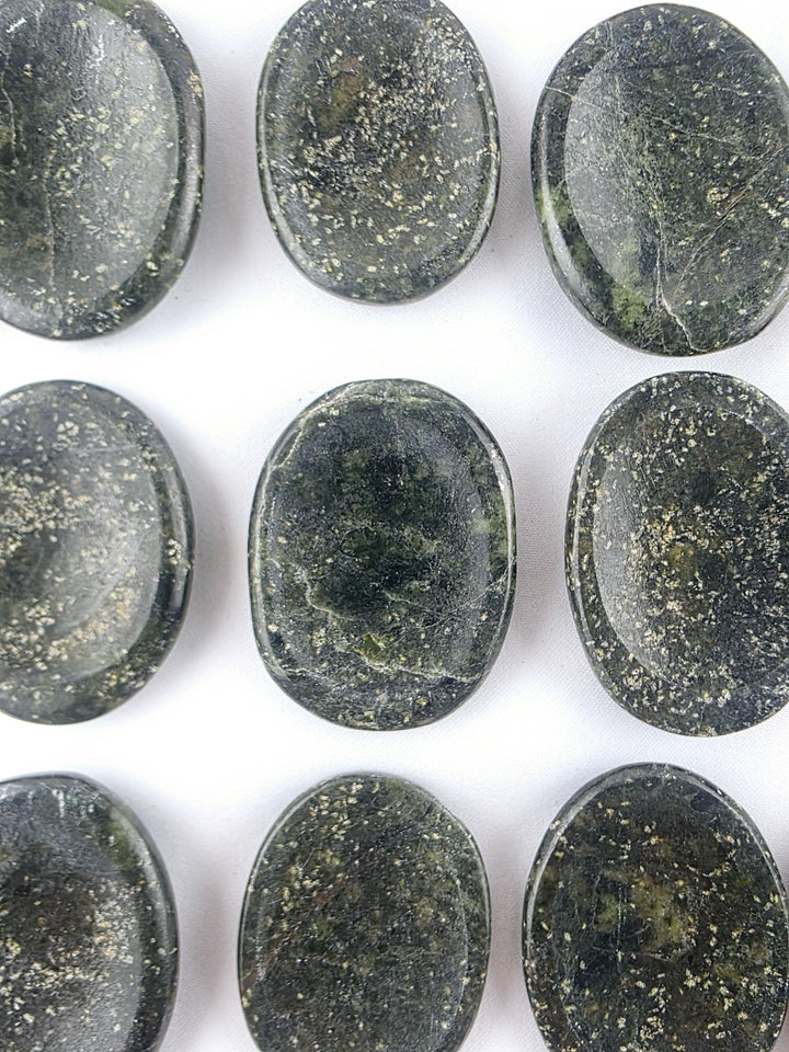 Serpentine with Pyrite Worry Stone