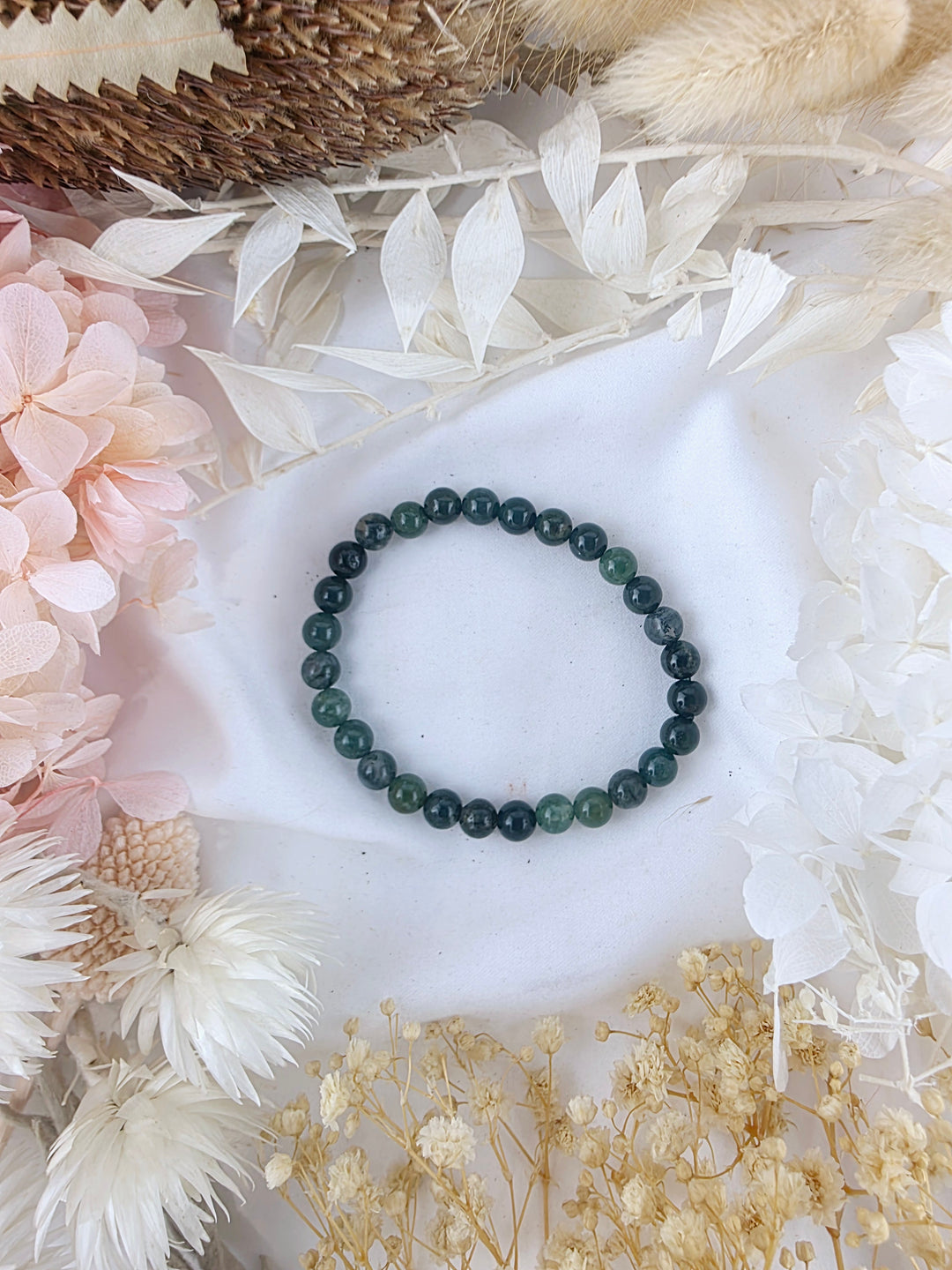 Moss Agate Bracelet - 5mm