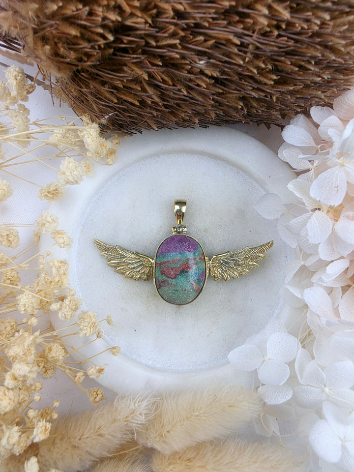 Ruby Fucshite Anahata Brass Pendant