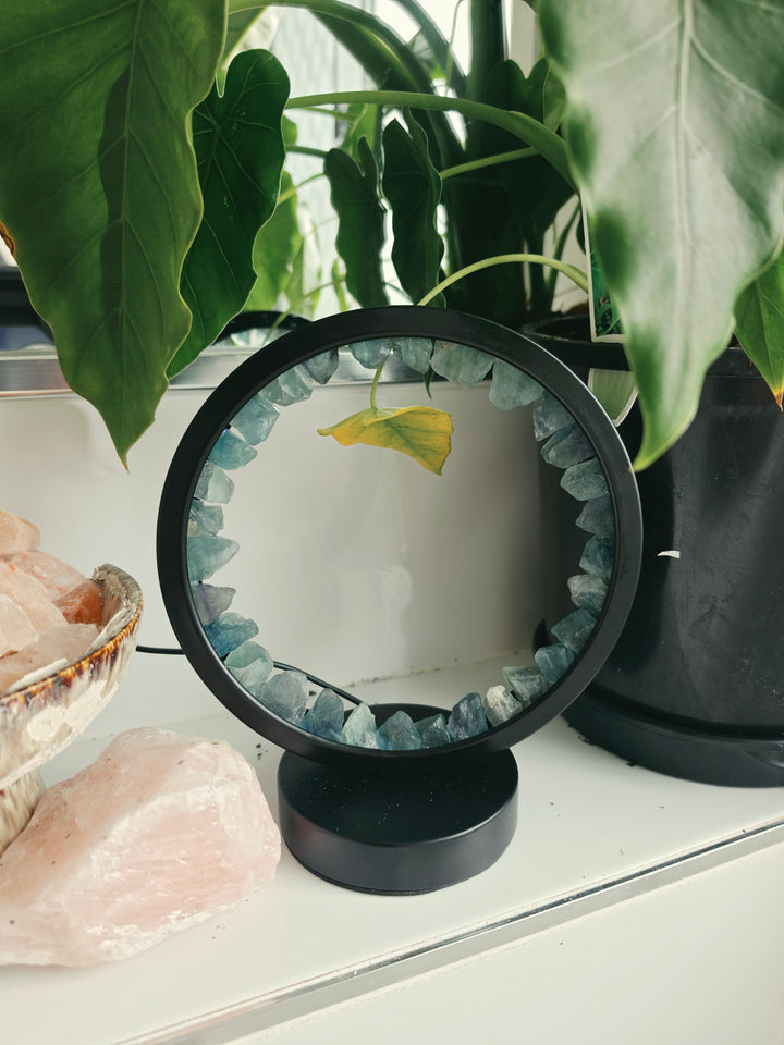 Blue Green Fluorite Halo Lamp