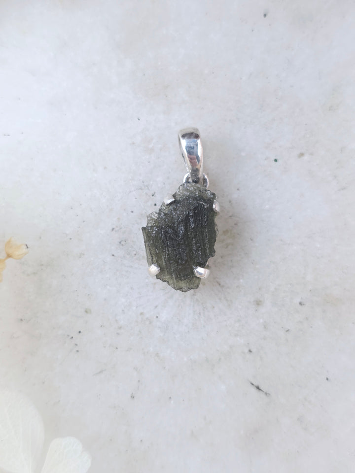 Moldavite Silver Pendant