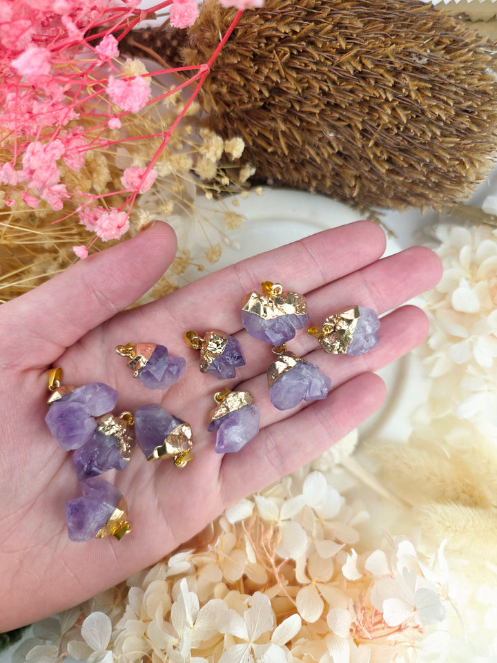 Amethyst Aura Gold Plated Pendant