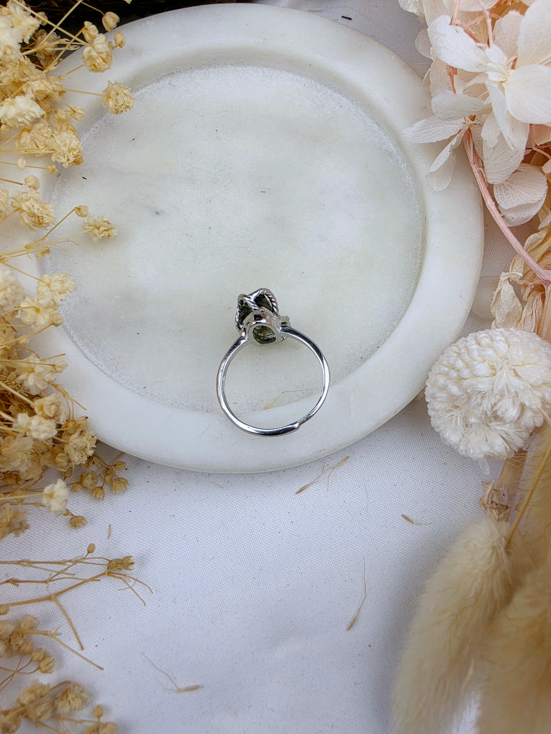 Moldavite Silver Ring - Adjustable