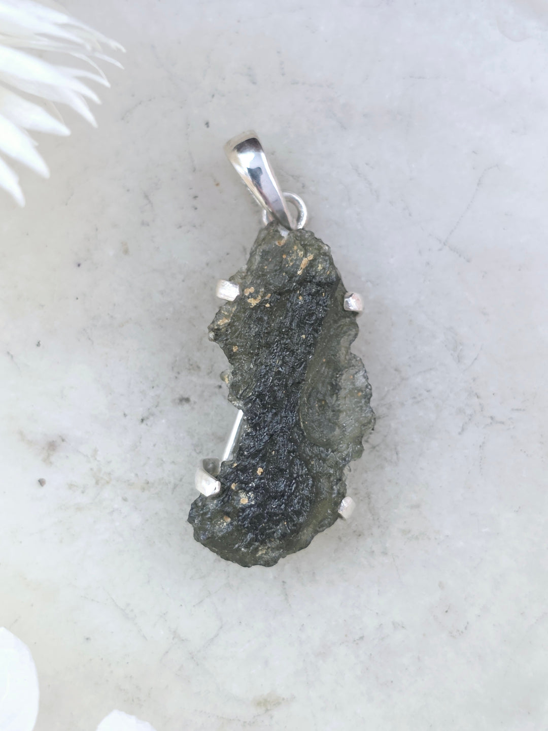 Moldavite Silver Pendant