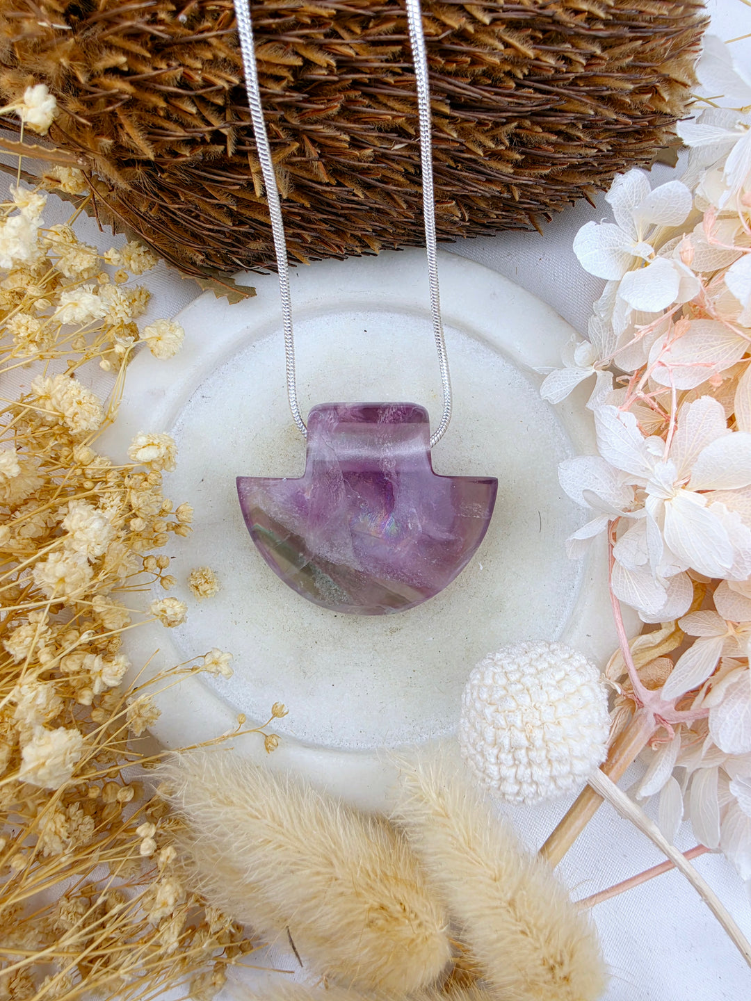 Rainbow Fluorite Temple Pendant