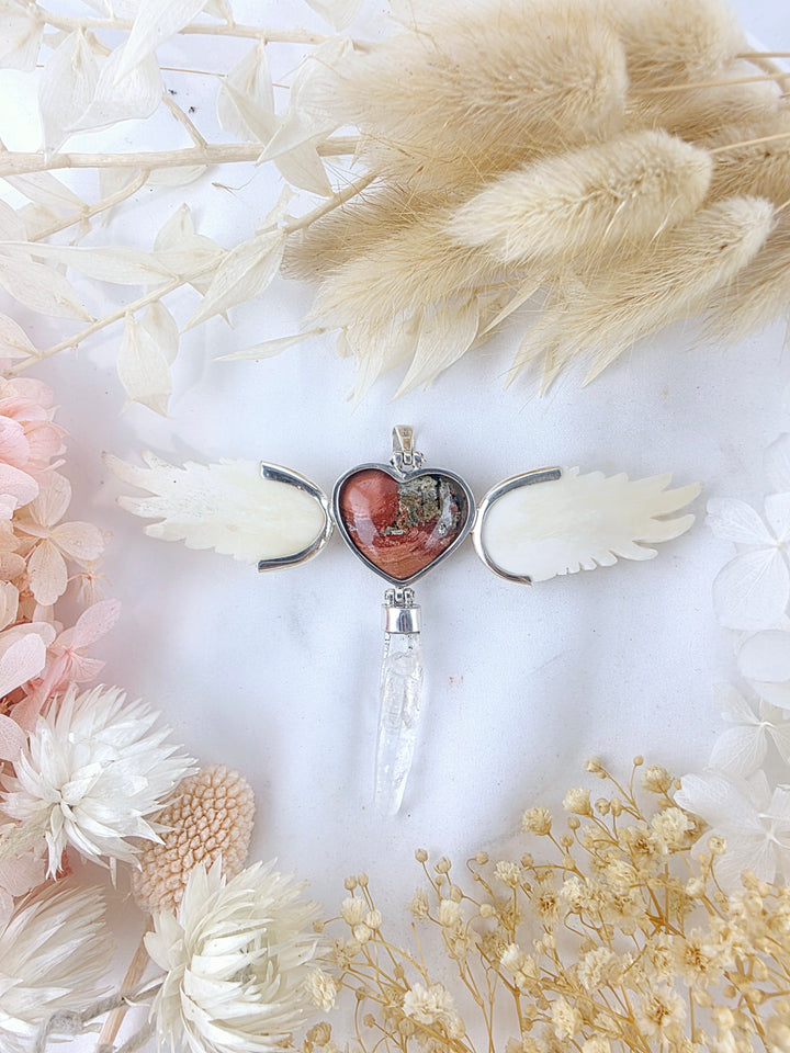 Red Jasper Heart Of The Goddess Wand Silver Pendant