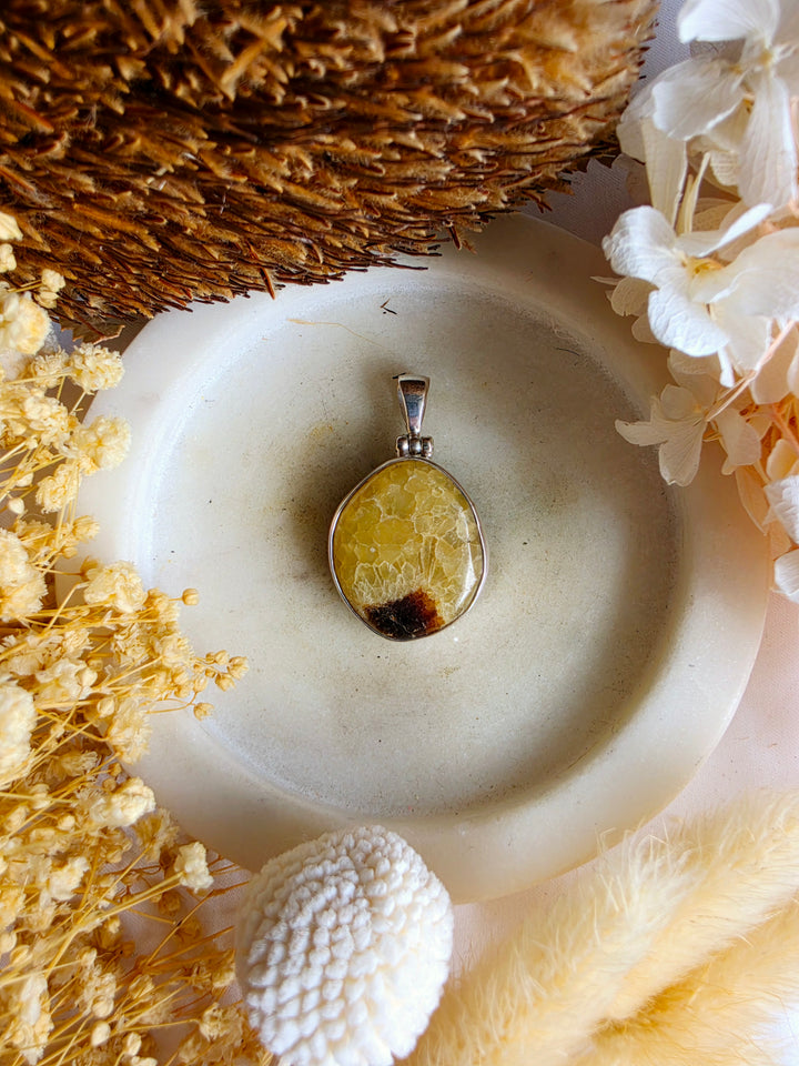 Septarian Nodule Silver Pendant