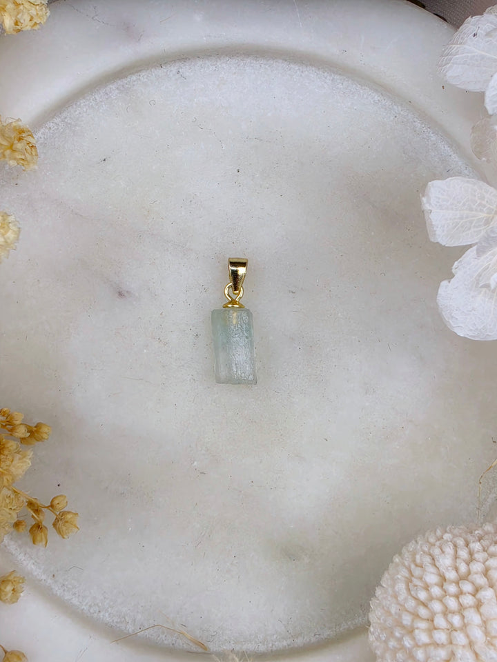 Natural Raw Emerald Vermeil Pendant