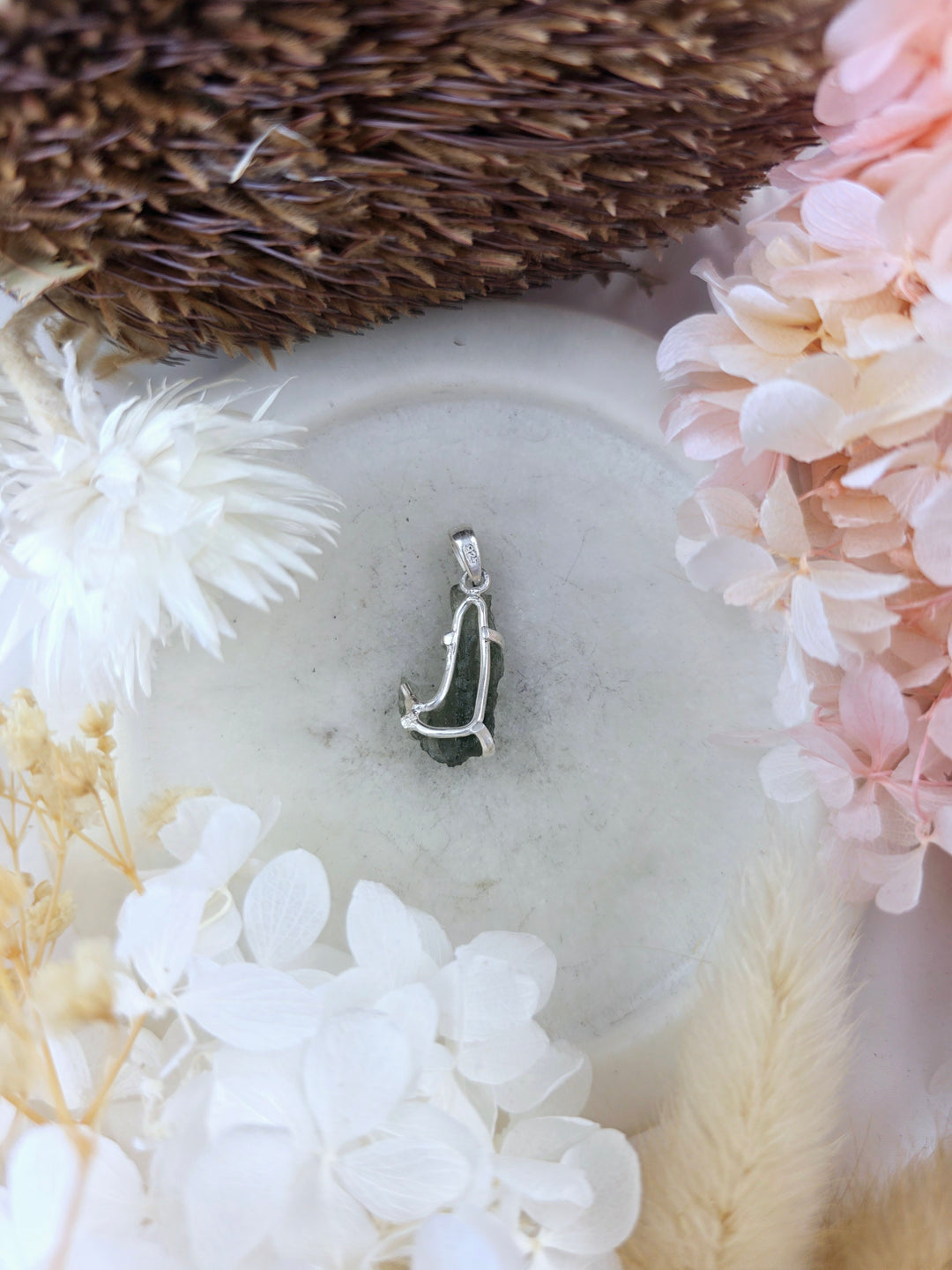 Moldavite Silver Pendant